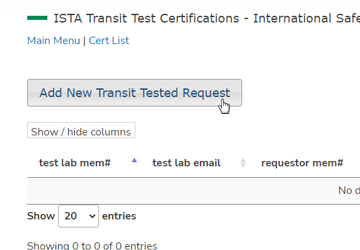 Add new Transit Tested Request